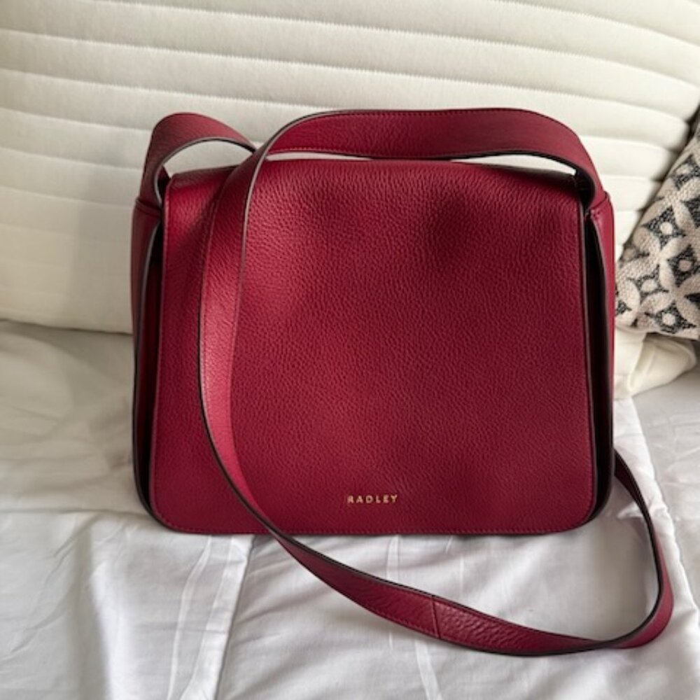Red Radley London Medium Westwell Lane Flapover Crossbody in Cranberry Leather